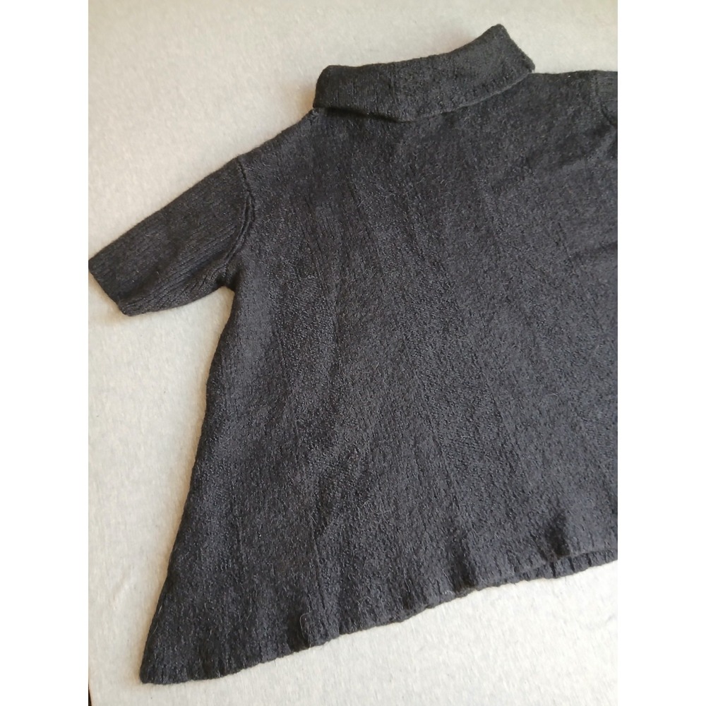 Eileen Fisher Sweater XL Poncho Turtleneck Alpaca Short Sleeve Drapey Lagenlook - Picture 11 of 13